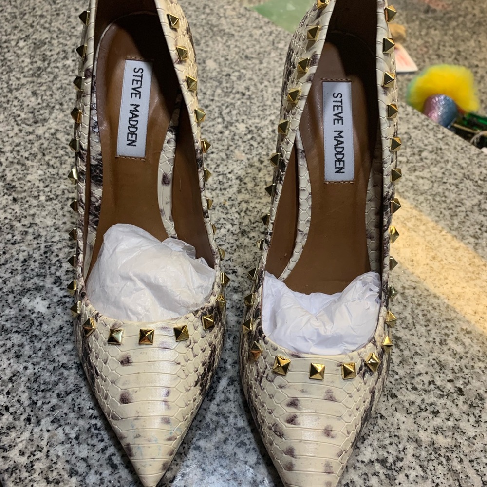 Steve Madden spiked tan and Blake high heels